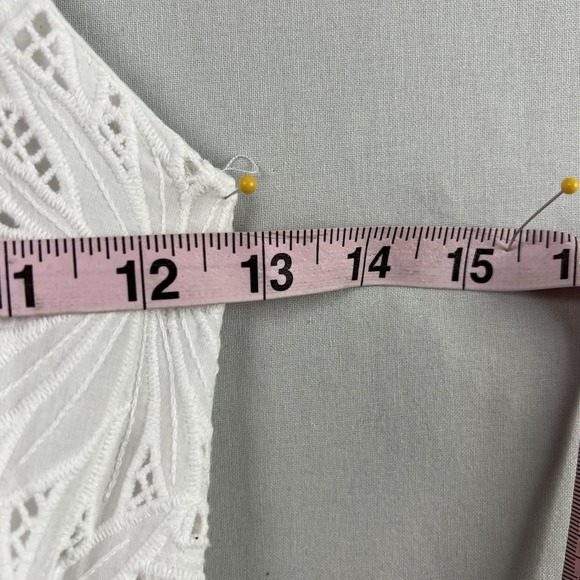 Michael Kors Dress Womens 10 Halter Eyelet White Tiered Belted Beach Coastal - Picture 11 of 16